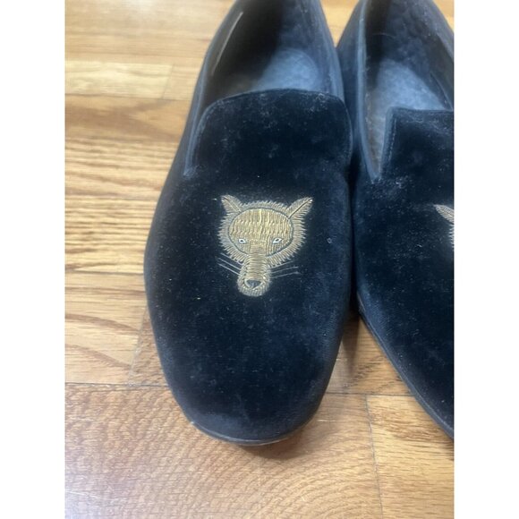 Incredible 1980s Brooks Brothers black velvet fox mask slippers loafers size 9 main image 12